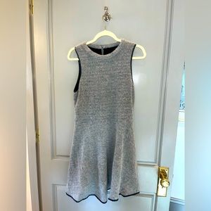 Grey Sweater Dress with Black leather Trim